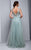 Beside Couture by Gemy - BC1356 Floral Applique V-neck Ballgown in Green