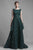 Beside Couture by Gemy - BC1367 Floral Motif Drape Peplum Evening Gown In Green and Floral