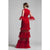 Beside Couture by Gemy - BC1396 Quarter Length Sleeve Lace Sheath Gown In Red