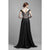 Beside Couture by Gemy - BC1399 Embroidered V-neck Dress With Train in Black