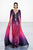Tadashi Shoji - Ombre Sequined V-Neck Long Gown with Cape In Pink and Black
