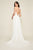 Tadashi Shoji - Applique Plunging V-neck Sheath Dress With Train In White