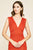 Tadashi Shoji - V-Neck and Back Sleeveless A-line Dress In Red