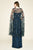 Tadashi Shoji - Embellished V-Neckline with Cape Long Dress In Blue