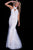 Jovani - Embellished High Halter Lace Mermaid Evening Gown JVN53216 in White