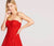 Ellie Wilde - EW118018 Strapless Scalloped Neck Embellished Lace Gown In Red