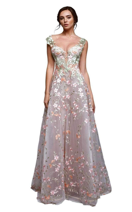Beside Couture by Gemy - BC1306 Floral Embroidered A-Line Gown in Pink, Floral