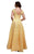 Beside Couture by Gemy - BC1312 Lace Cap Sleeve V-neck A-line Dress in Yellow