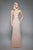 Tadashi Shoji - Embellished Illusion Neckline Sleeveless Gown In Pink and Gold