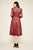 Tadashi Shoji - Floral Applique Long Sleeve A-line Dress In Red and Neutral