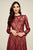 Tadashi Shoji - Floral Applique Long Sleeve A-line Dress In Red and Neutral