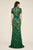 Tadashi Shoji - Lace Short Sleeve V-neck Sheath Dress In Green and Neutral