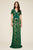 Tadashi Shoji - Lace Short Sleeve V-neck Sheath Dress In Green and Neutral