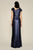 Tadashi Shoji - Embellished Asymmetric Neck Sheath Dress In Blue