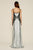 Tadashi Shoji - Sequined Lace V-neck Sheath Dress In Silver and Black