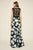 Tadashi Shoji - Floral Print Lace Plunging V-neck A-line Dress In Black and White