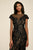 Tadashi Shoji - Embroidered Jewel Neck Trumpet Dress In Black and Neutral