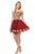 Lenovia - 8124 Gold Lace Appliqued Off Shoulder A-Line Dress In Red