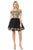 Lenovia - 8124 Gold Lace Appliqued Off Shoulder A-Line Dress In Black