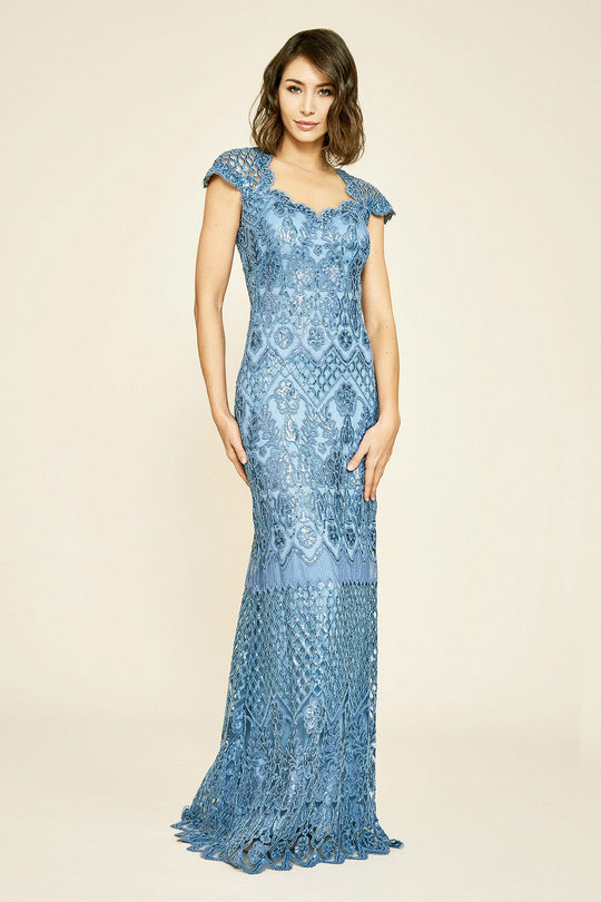 Tadashi Shoji - Nowak Sequin Embroidered Gown - Petite In Blue