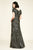 Tadashi Shoji - Sequined Short Sleeves Column Gown In Black and Gold