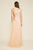 Tadashi Shoji - Illusion Asymmetric Embellished Tulle Gown In Neutral and Gold