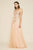 Tadashi Shoji - Illusion Asymmetric Embellished Tulle Gown In Neutral and Gold