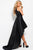 JVN43016 Fitted V-Neck High Low Dress