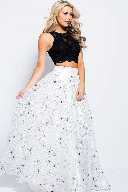 JVN59810 Lace Halter Neck Two-Piece Ballgown