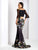 Clarisse Prom - 3566 Lace Bell Sleeve Floral Prom Dress in Black and Print