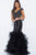 Embellished Wide V-neck Tiered Mermaid Dress JVN55878 In Black