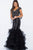 JVN55878 Embellished Wide V-neck Tiered Mermaid Dress