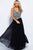 JVN53126 Embroidered Plunging Chiffon Dress
