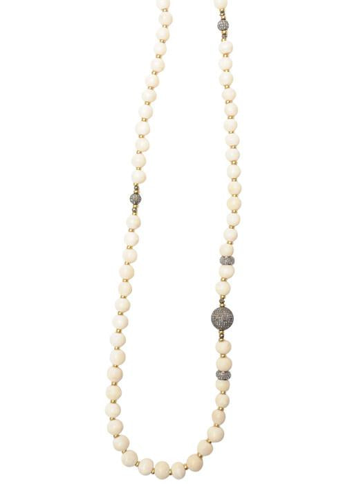 Tibetan Mala Bead Pave Diamond Necklace