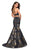 La Femme - 27083 Two Piece Halter Jacquard Mermaid Dress In Black and Gold