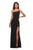 La Femme - 28176 One Shoulder Fitted Jersey Dress with High Slit In Black