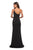 La Femme - 28176 One Shoulder Fitted Jersey Dress with High Slit In Black