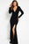 51109 Sleek Plunging V-neck Fitted Dress