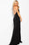 JVN55642 Plunging V-Neck Backless Jersey Gown