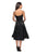 La Femme - 27748 Spaghetti Strap Floral Jacquard A-Line Dress In Black
