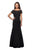 La Femme - 26875 Short Sleeve Lace Bateau Trumpet Dress In Black
