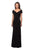 La Femme - 26519 Off Shoulder V Neck Long Sheath Jersey Gown In Black