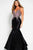 58401 Floral Embroidered Deep V-neck Satin Mermaid Dress