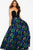 43098 Beaded Deep Sweetheart Floral Print Evening Dress