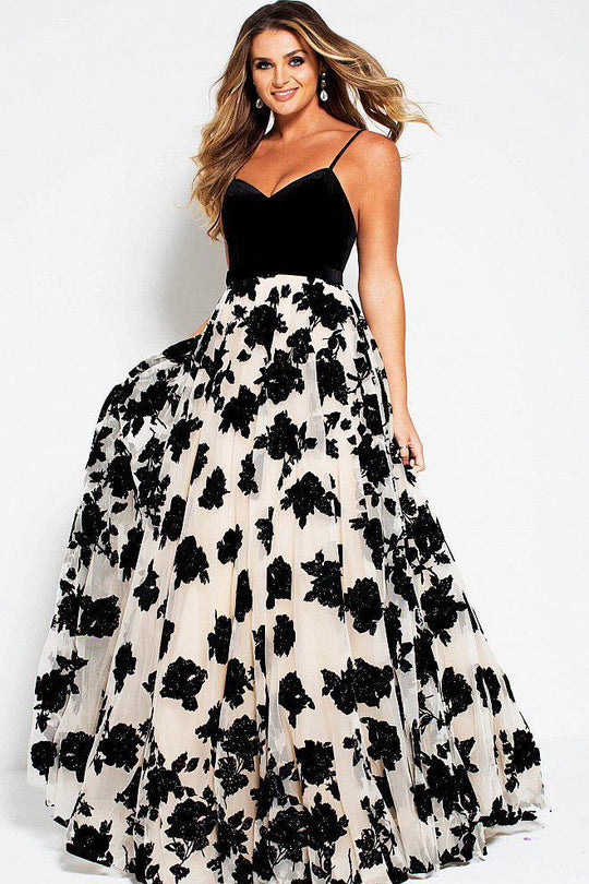 52269 Embellished Sweetheart Velvet A-line Dress