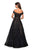 La Femme - 27577 Lattice Sequined Off Shoulder A-Line Gown In Black and Neutral