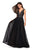 La Femme - 27074 Lace Deep V-neck A-line Dress In Black and Neutral
