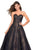 La Femme - 27135 Strapless Sweetheart Lace Ballgown In Black and Neutral
