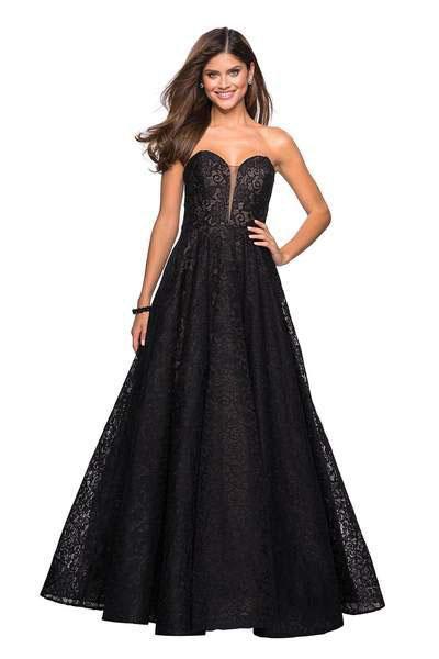La Femme - 27284 Sweetheart Lace Organza Ballgown In Black and Neutral