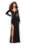 La Femme - Long Sleeve Deep V-neck Jersey Fitted Dress 26995 - 1 pc Black In Size 10 Available